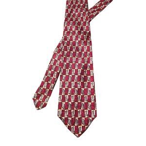 Charleston Tie Rack maroon and silver 100%‎ silk tie made in Italy